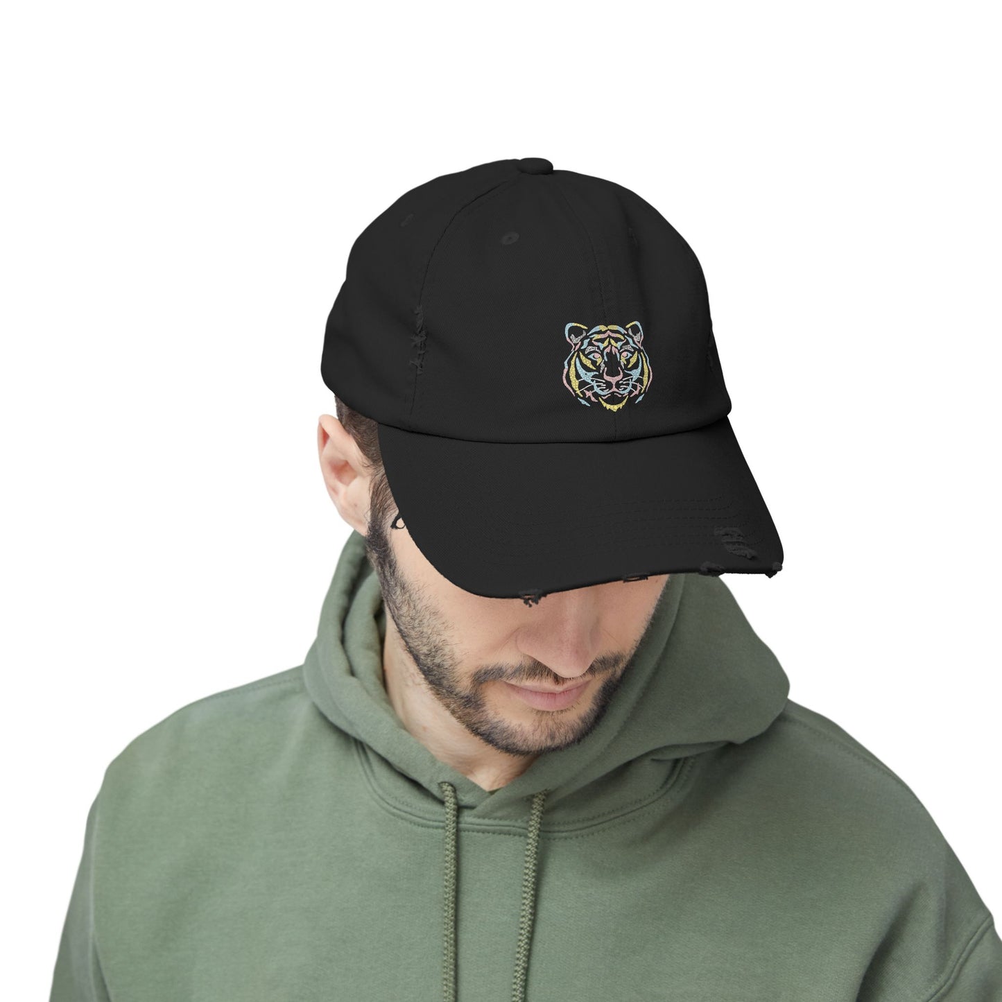 Colorful Tiger Distressed Cap