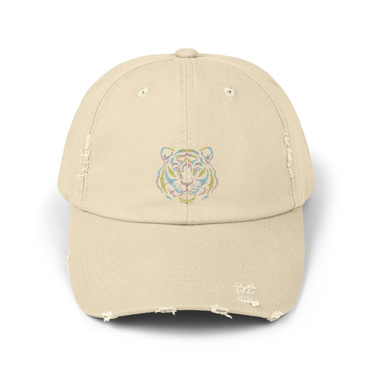 Colorful Tiger Distressed Cap