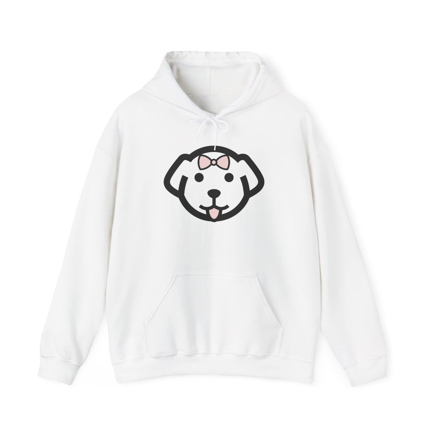 Gildan Dog Print Cotton Hoodie- Pastel Pink Lettering