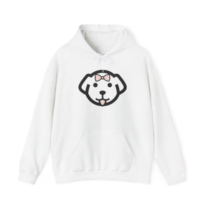 Gildan Dog Print Cotton Hoodie- Pastel Pink Lettering