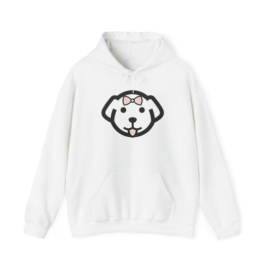 Gildan Dog Print Cotton Hoodie- Pastel Pink Lettering