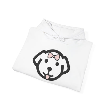 Gildan Dog Print Cotton Hoodie- Pastel Pink Lettering