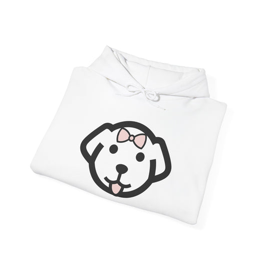 Gildan Dog Print Cotton Hoodie- Pastel Pink Lettering