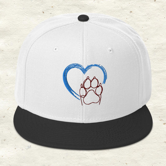 Blue Heart with Paw Snapback Hat