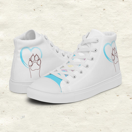 Blue Heart Dog Women’s high top canvas shoes